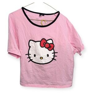 Shein Hello Kitty‎ Pajama Set Womens Sleepwear Pink Black Top & Shorts